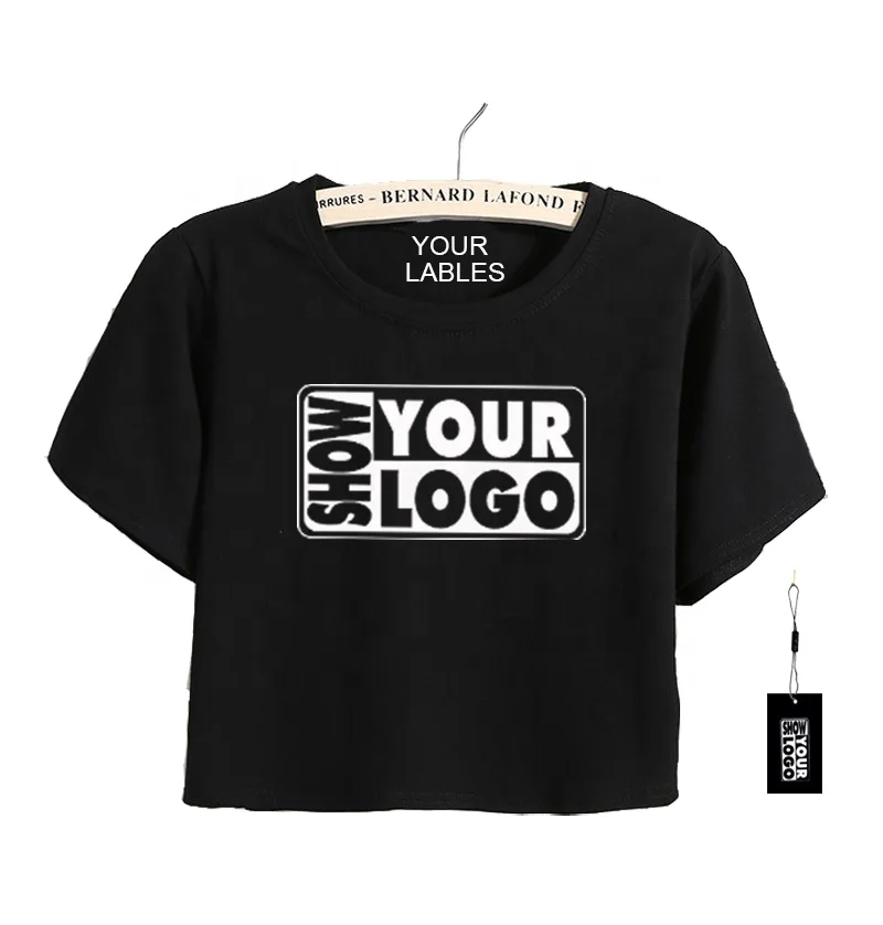 Custom Printed 95% Cotton 5% Spandex Streetwear Summer Crop Top T-Shirt for Fitness Free Label & Swing Tag