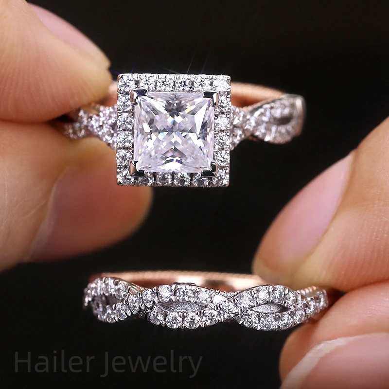 

Hailer joyas moissanite couples matching silver gemstone wedding rings for couples set and engagement