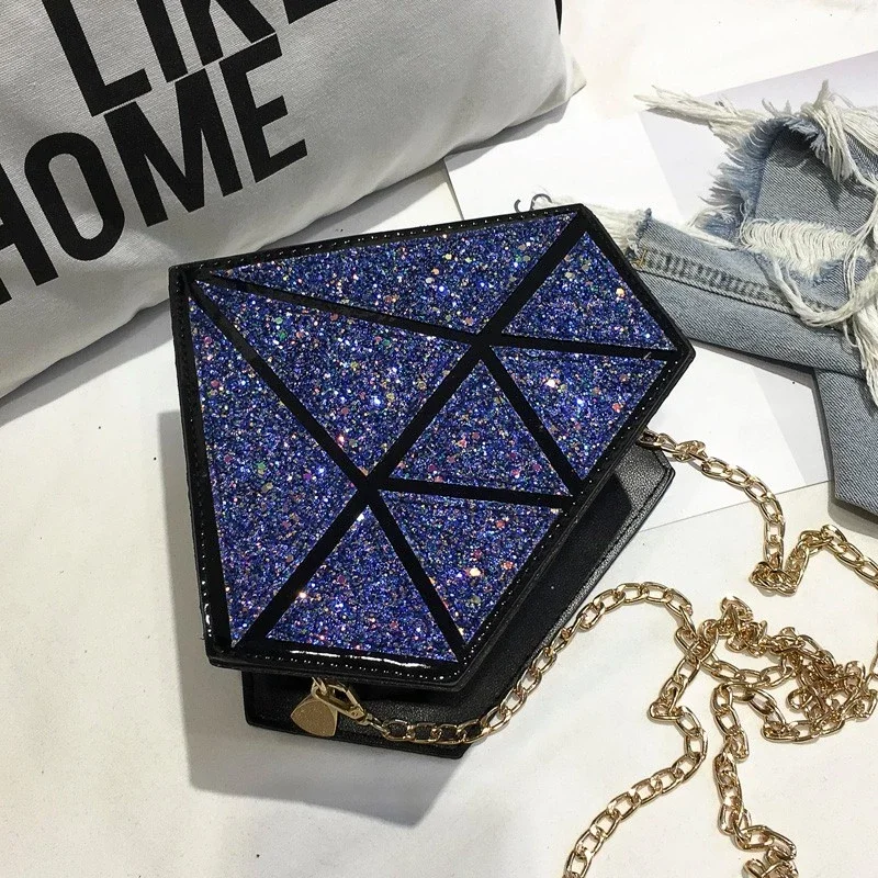 

High School College Campus Students Girls Latest Designs Laser Sequin Diamond Unique Style Shoulder Crossbody Bag cosmetic bag, As picture show