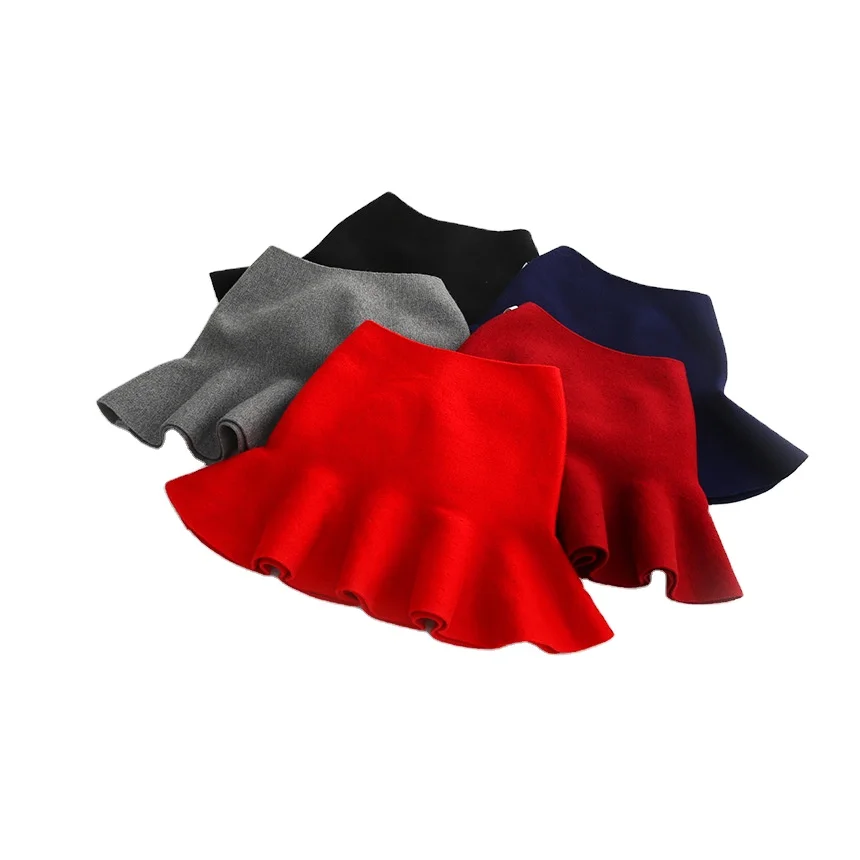 

Autumn High Waist Elegant Mermaid Skirt Korean Style Children Solid Color Creative Clothes Girl Knitting Short Skirts