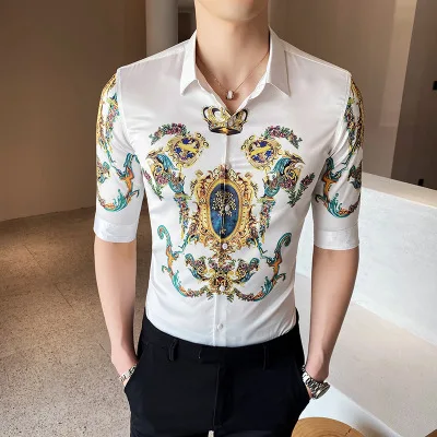 

High quality fashion funny shirt korean printing slimming clothing for men