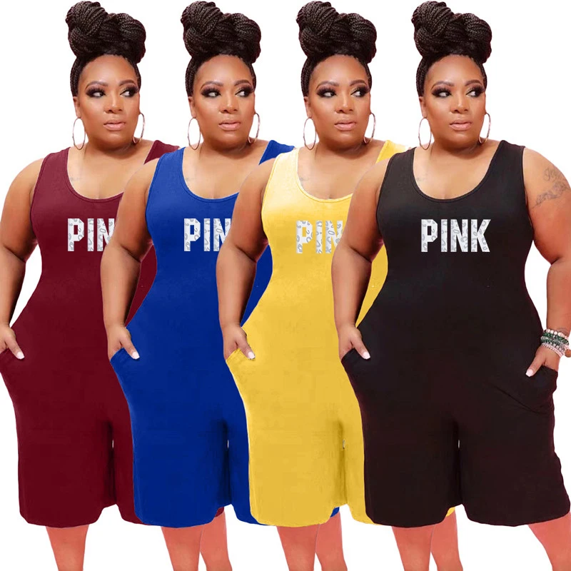 

H12003 summer short sleeves plus size jumpsuit one piece pink jumpsuit plus size jumpsuits, Picture