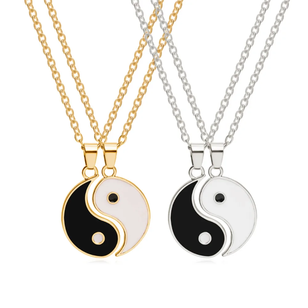 

Valentine's Gifts Best Friend 1 Pair Tai Chi Couple Bracelet and Necklaces Yin Yang Pendant Necklace Set For Women Men Jewelry, Picture