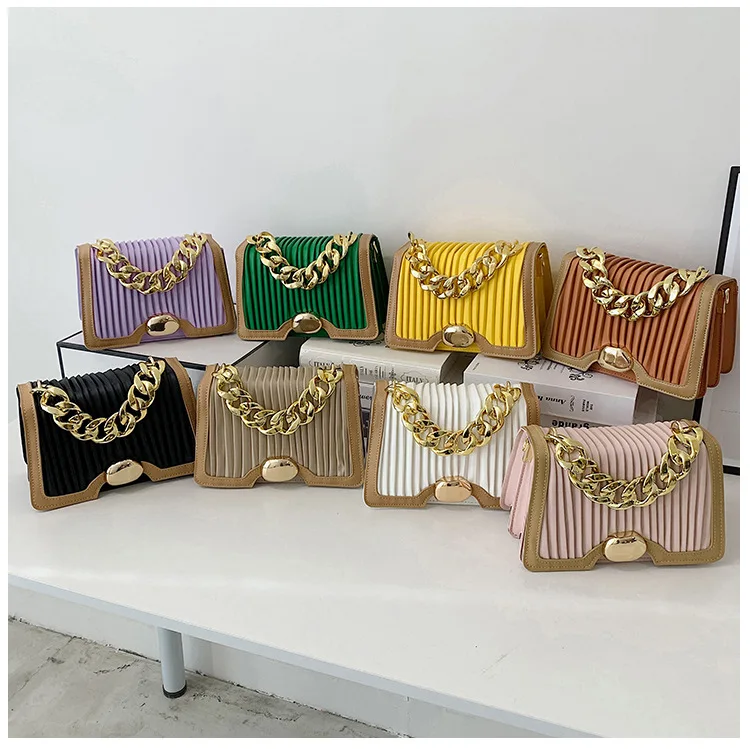 

2022 Luxury sling handbag lady popular style pu leather new fashion women shoulder bag with chain handle trendy bags, 8 colors