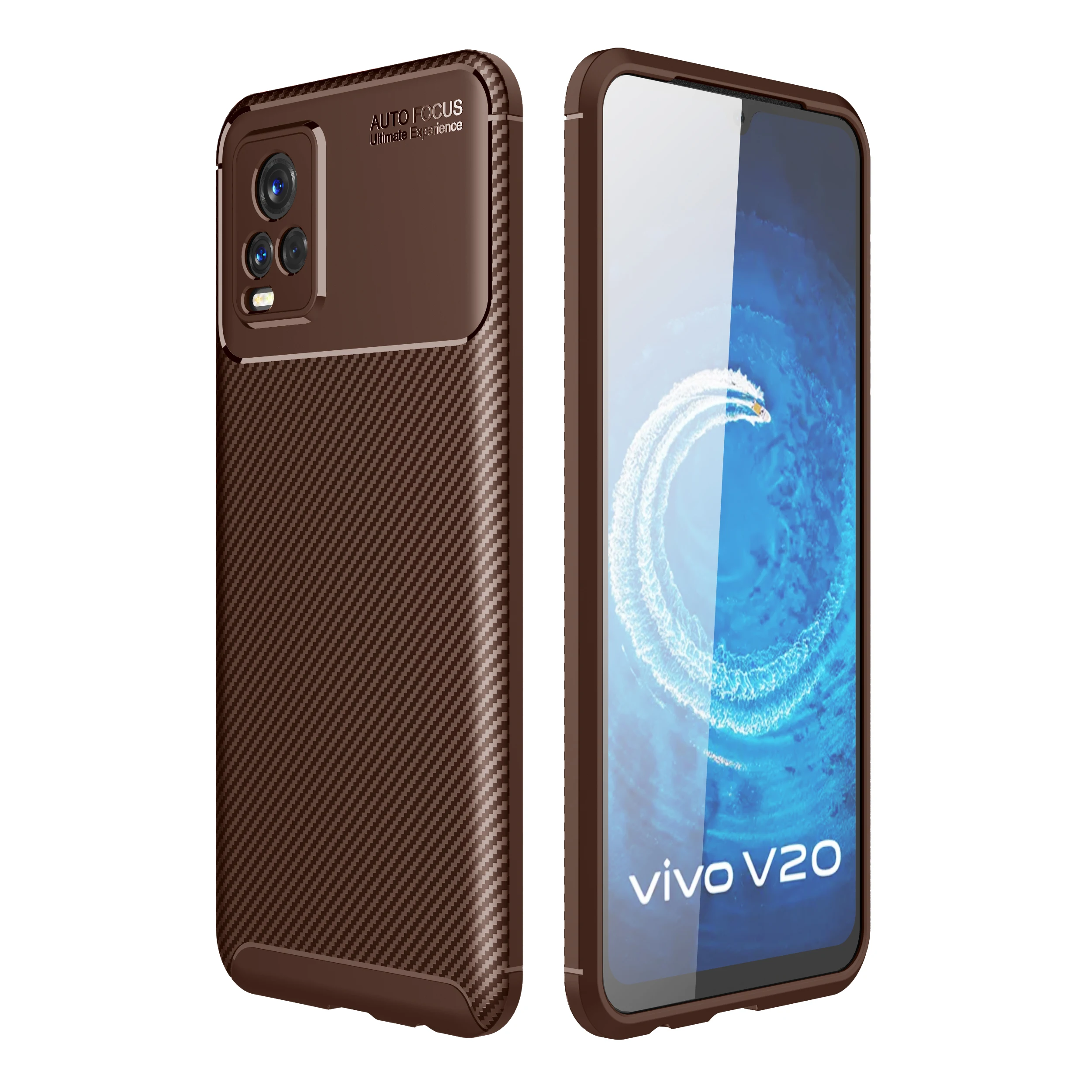 

for Vivo V20 Case Phone Cover Carbon Fiber Shockproof Soft Silicon Phone Case