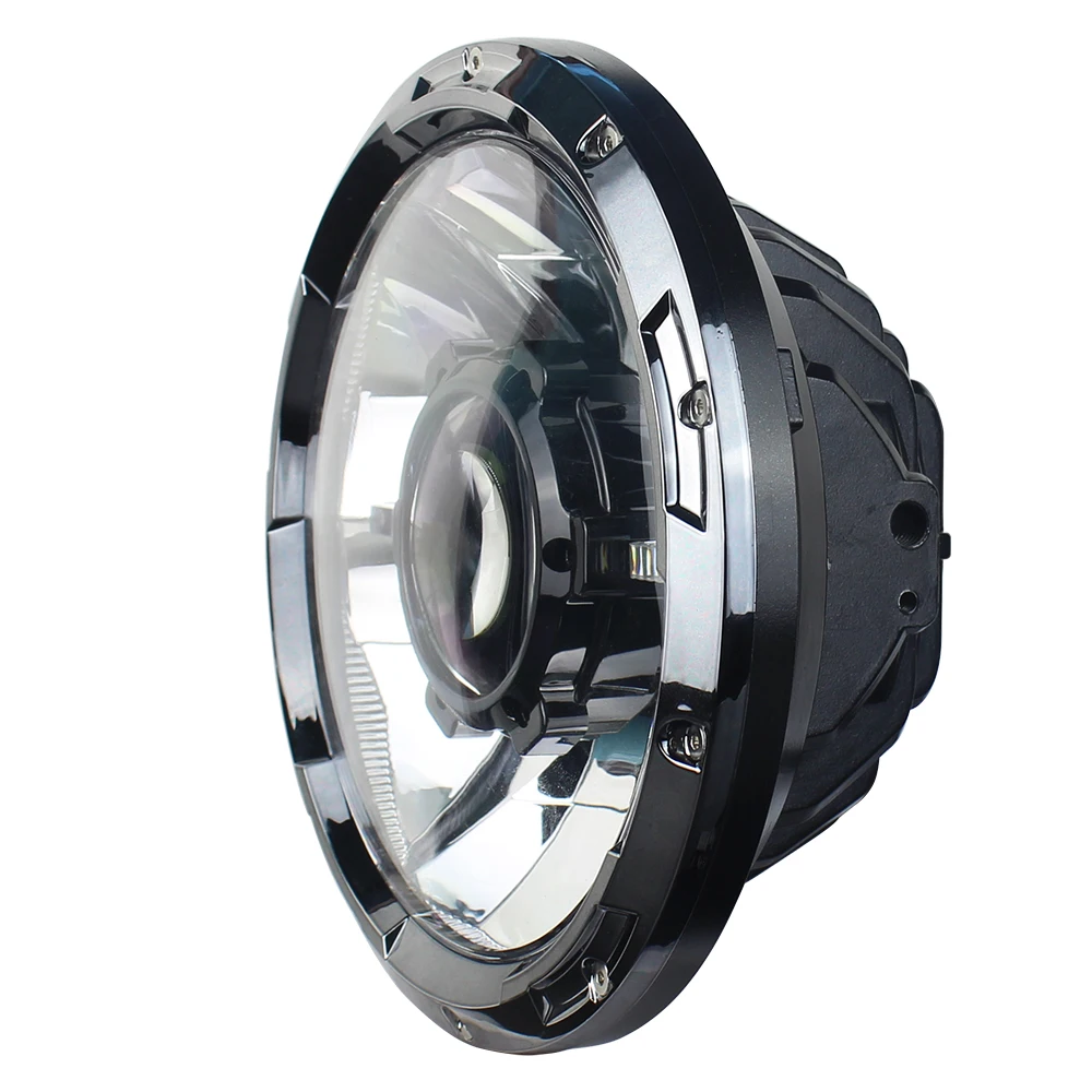 90w 7 inch Round Led Projector Headlight Hi-low Beam with DRL Laser Light for JK Motorcycle