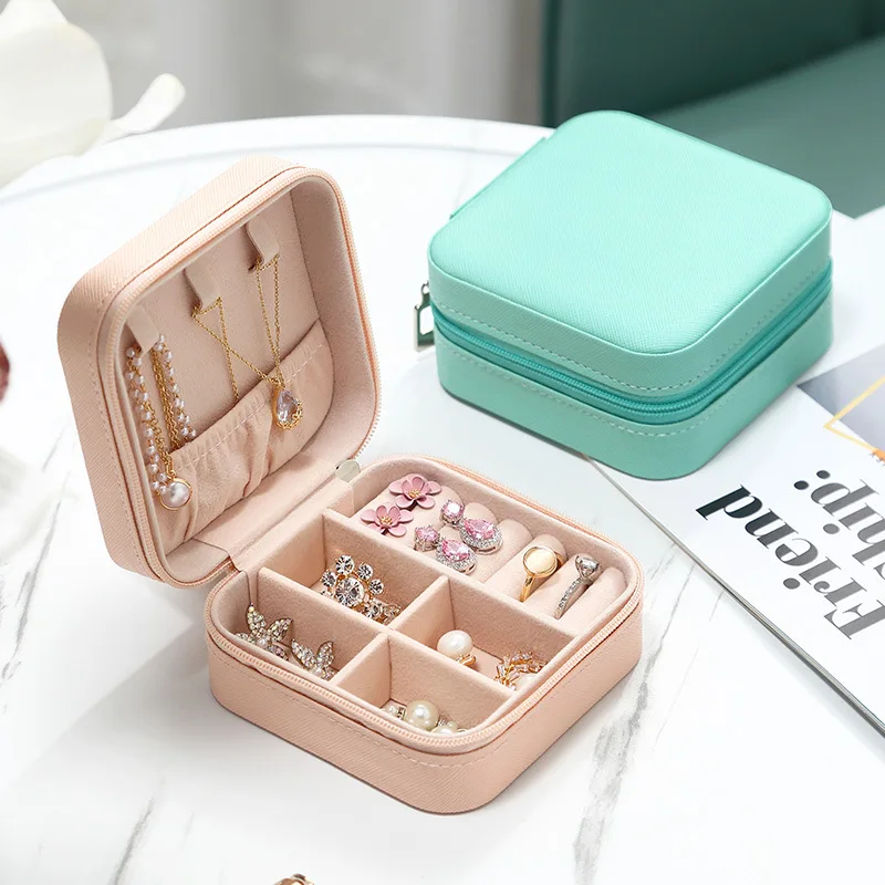 

Jewelry Box Portable Flannel Jewelry Bag Ring Stud Earrings Box accessories travel storage box