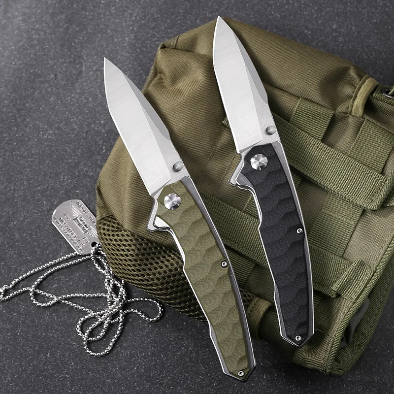

ZFG10D2 D2 steel folding pocket hunting knife tactitcal knife self defense G10 resistance handle European preference