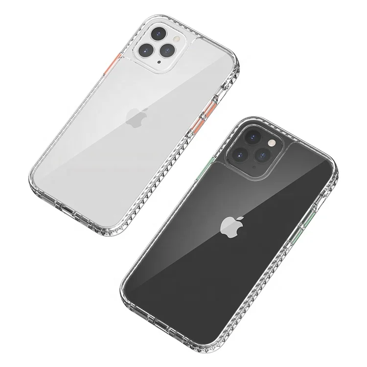 

Clear PC Cover Strong Shockproof Full Protective Soft Color Keys Mobile Phone Accessories Case for iPhone 11 12, Multi colors
