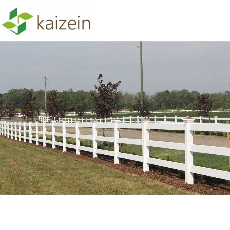 

Outdoor UV proof security Plastic Material 3 rails PVC Horse Fence, White, tan, grey, black