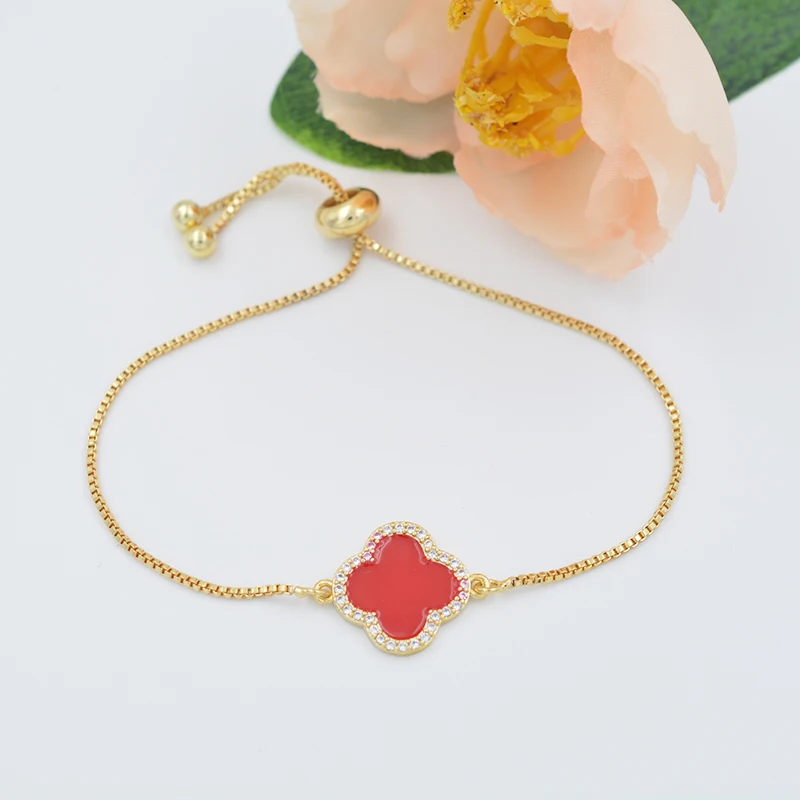 

Wholesale fashion four leaf clover bracelet ladies DIY charm bracelet bracelet 18k gold plated