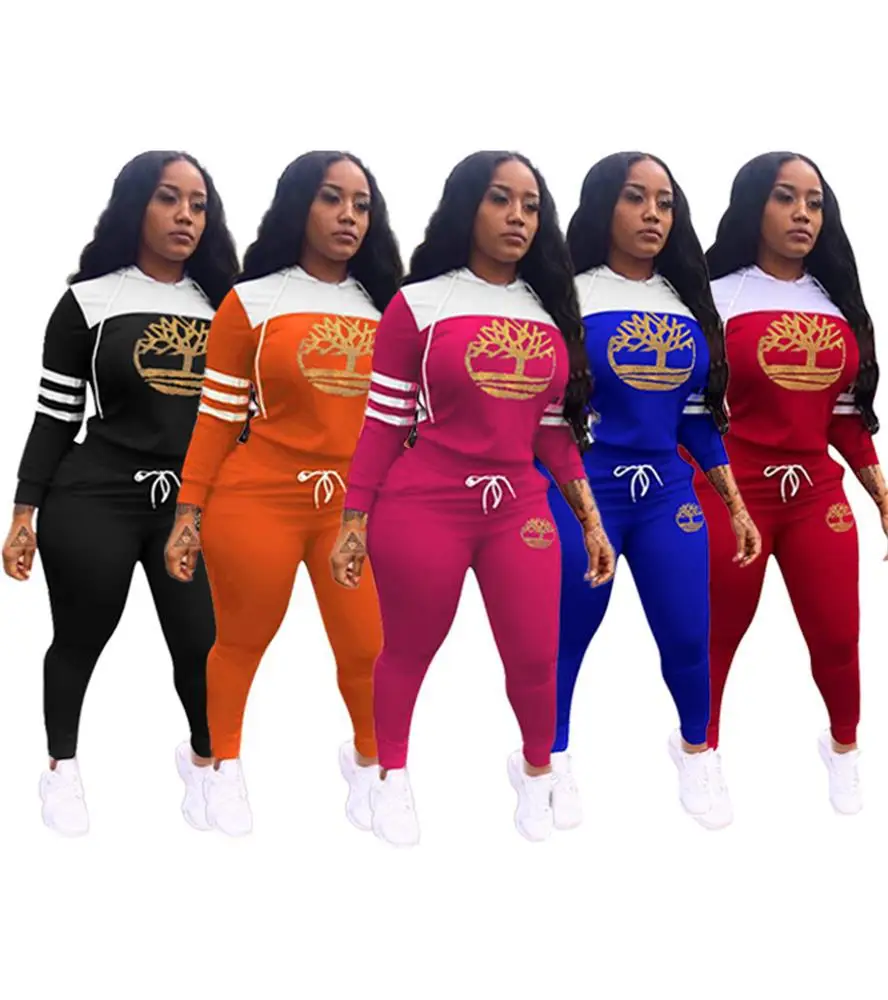 

Fat woman body-hugging suit oversized women's wear Two piece sports and leisure set with gilded pattern