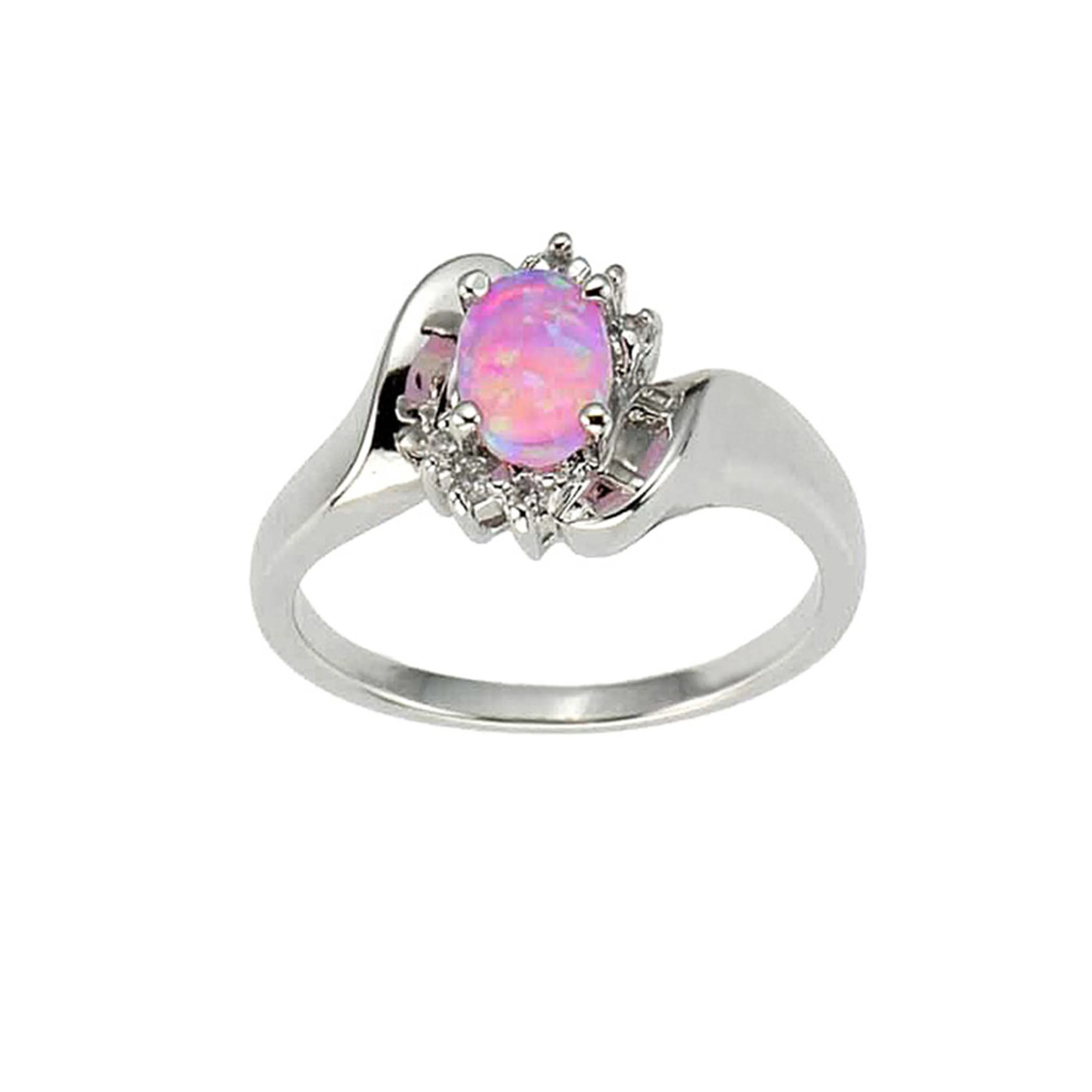 

Creative Inlaid Opal Jewelry Ring Mystic Female Silver Color Opal Rings for Women Wedding Jewelry Hot, White