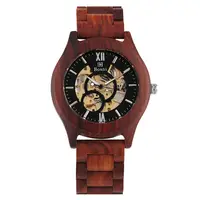 

Custom Logo Fashion Red Sandalwood Wooden Watch Men Mechanical Automatic