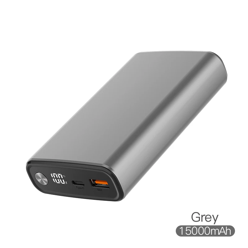 

NEW Led Digital Display 65W Power Bank 3 Fast Charge Portable Laptop Power Bank 15000mah, Gray