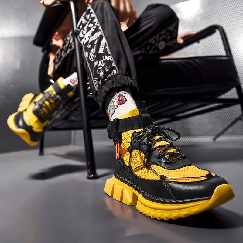 

Latest High Top Sock Breathable Casual Men Shoes 2020 New Man Sneakers Black and White Soft Lightweight Big Size Zapatos Hombre