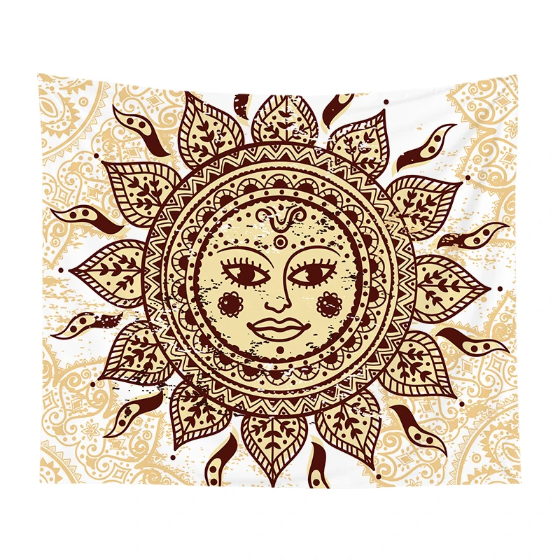 

Factory direct hanging cloth hot sale decorative cloth sun smiley face scene printing tapestry, Multi color