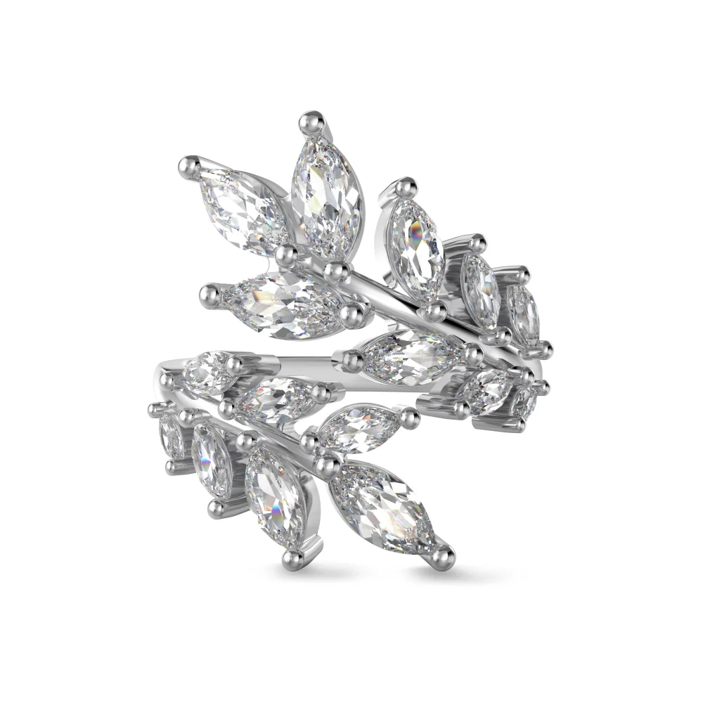 Dylam Fantasy 925 Sterling Silver Rhodium 18K Gold Plated Women Fine Jewelry 5A Zirconia French Wheat Marquise Open Rings