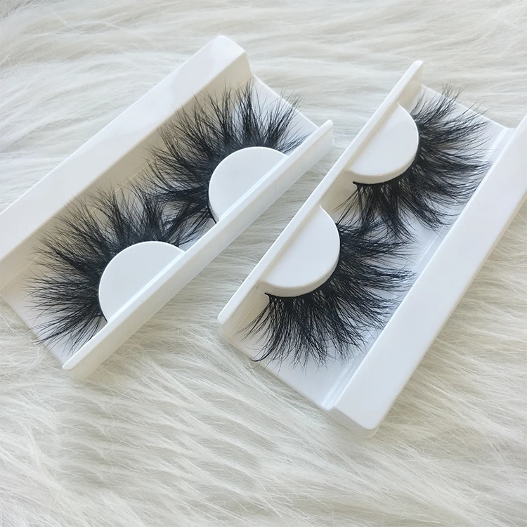 

False Eyelashes 25mm Real Mink Eyelash Starting A Lash Line Wholesale Eyelash With Plastic Packaging Box