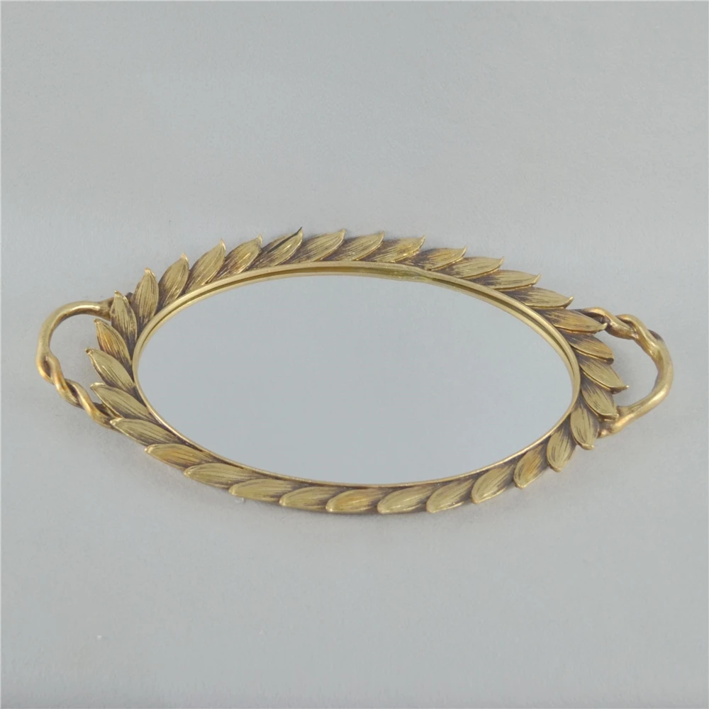 European Style Home Decor Resin Plastic Mirror Tray with printed design