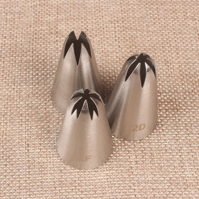 

Medium 3 piece decorating nozzle set 2F 2D 1M 304 stainless steel cake baking tools cookie tip, As picture