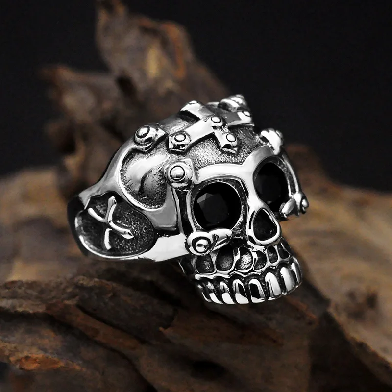 

925 Sterling Silver Jewelry Skull Ring for Men Retro Punk Rock Gothic Opening Adjustable Fine Jewelry