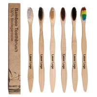 

Custom LOGO Eco organic 100% Biodegradable Charcoal soft bristle bamboo handle toothbrush