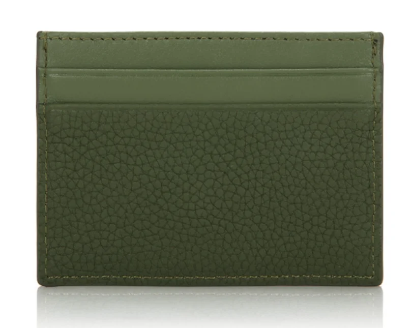

Full Grain Leather credit card holder hand made debit card use holder id card wallet, Yellow,blue,blackish green