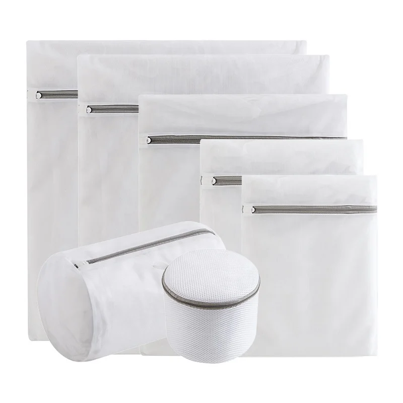 

M&d Custom Durable Reusable Large Net Bra Socks Clothes White Washing Bag Foldable Underwear Fine Mesh Laundry bags with Zipper