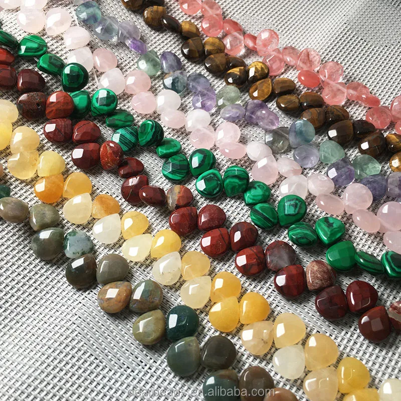 

Natural Top Drilled Graduated Onyx Faceted Teardrop Stone Beads, Teardrop Faceted Gemstone Beads Strand for DIY Jewelry Making, Colorful