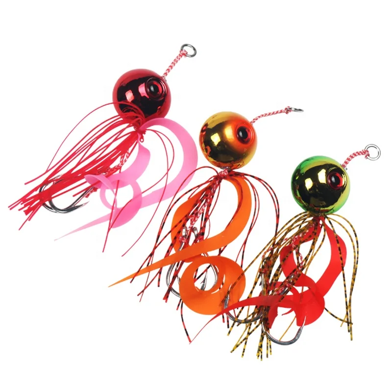 

60g 80g 100g 120g 150g 200g fishing jig lure electroplated lead metal small jig head with rubber skirts and mustad hooks