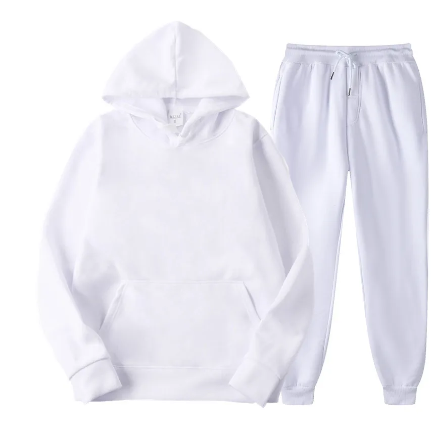 

Wholesales Custom logo White Plain Fleece lined Grey Polyester Gym Sports Jogging sweatsuit Set track suits Tracksuit For Men