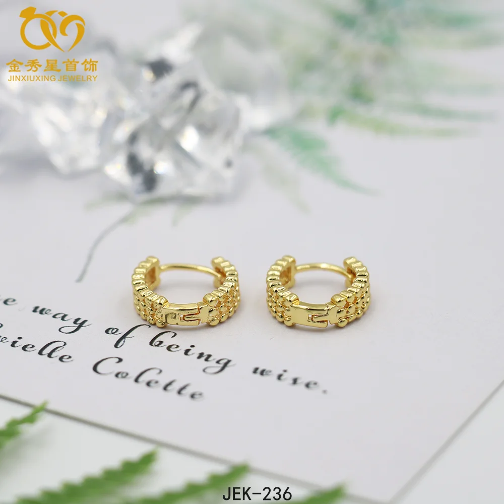 

JinXiuXing Jewelry 24K gold simple elegant arc shaped stud earrings for ladies