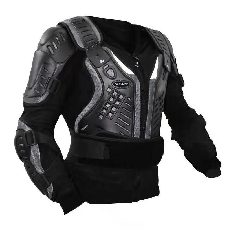 

Sulaite Men motocross racing protective mesh fabric armor jacket motorcycle motocicleta armadura full body armor protection gear, Black