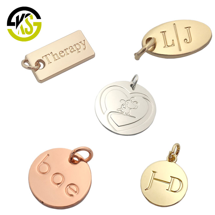 
Personal logo custom engraved logo charm beads jewelry tags for bracelet 