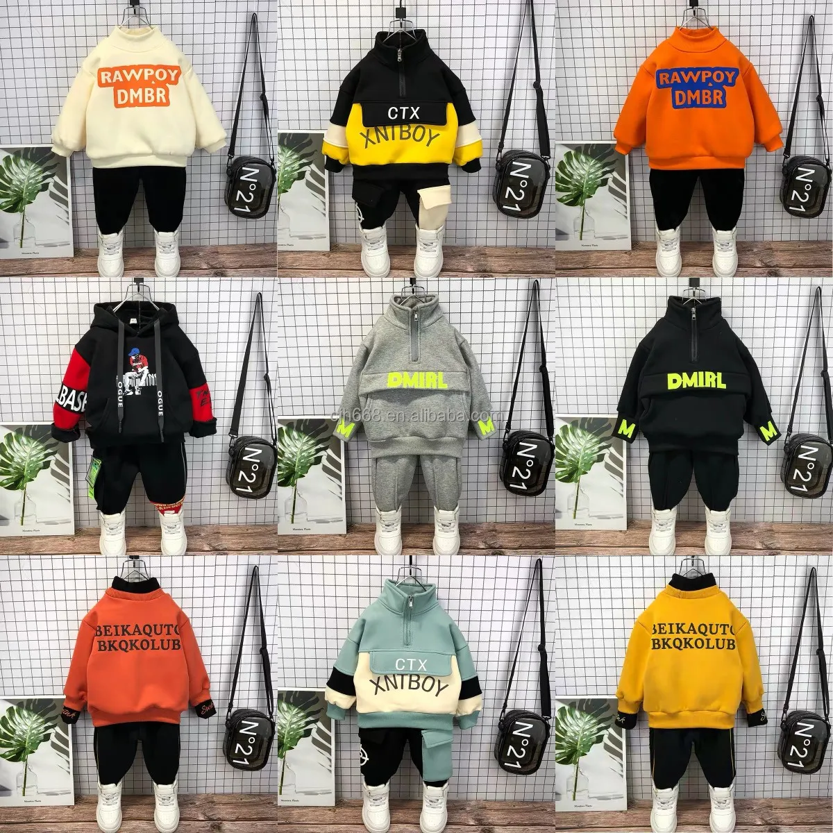 

2021 new high quality 2 autumn children's wear hot selling hoodie set cute print cartoon children's wear sportswear set