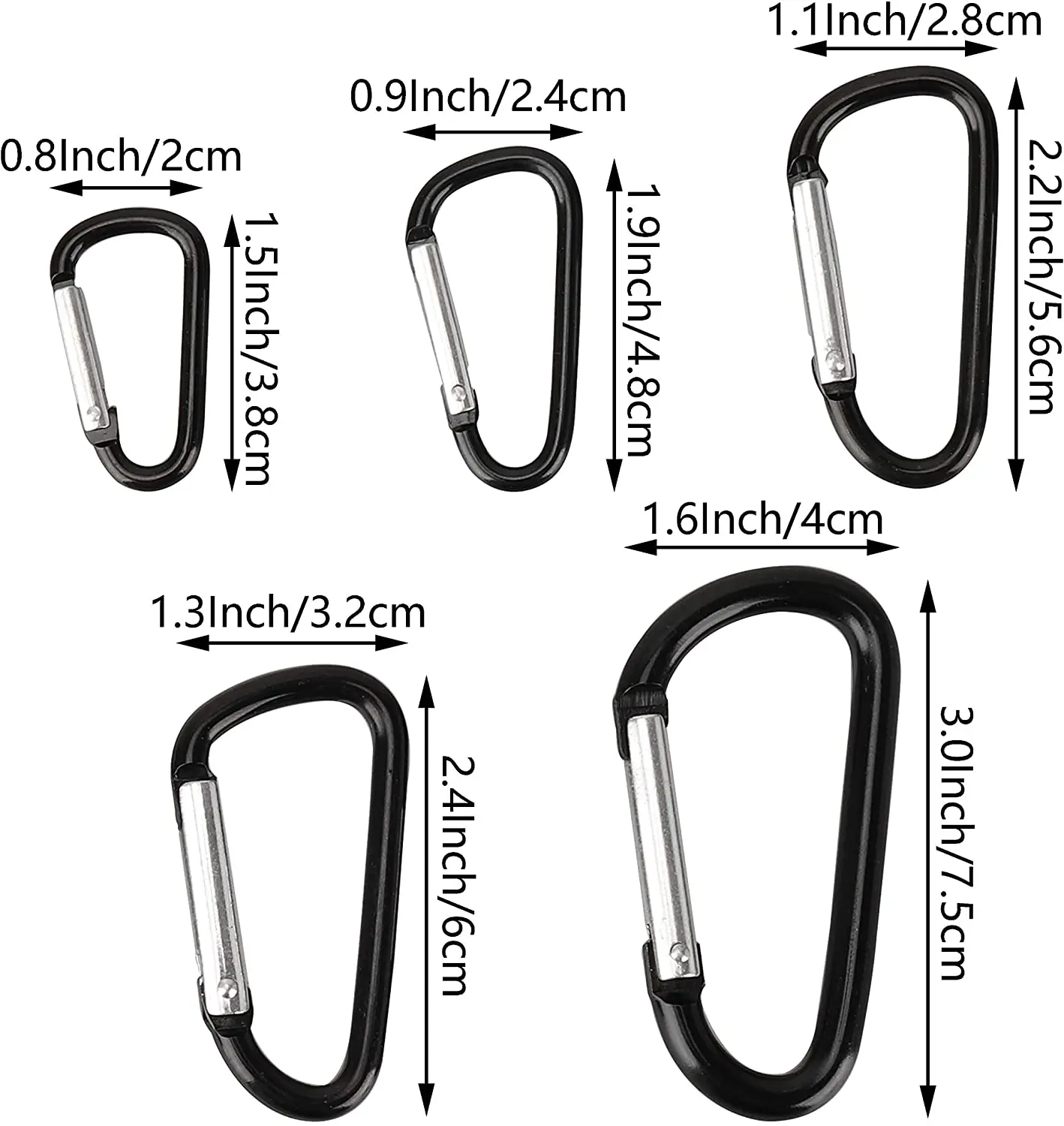 2 Aluminum D Ring Carabiners Clip D Shape Spring Loaded Gate Small Keychain Carabiner Clip Set for Outdoor Camping Mini Lock Snap Hooks Spring Link Key Chain Durable Improved 24 PCS 
