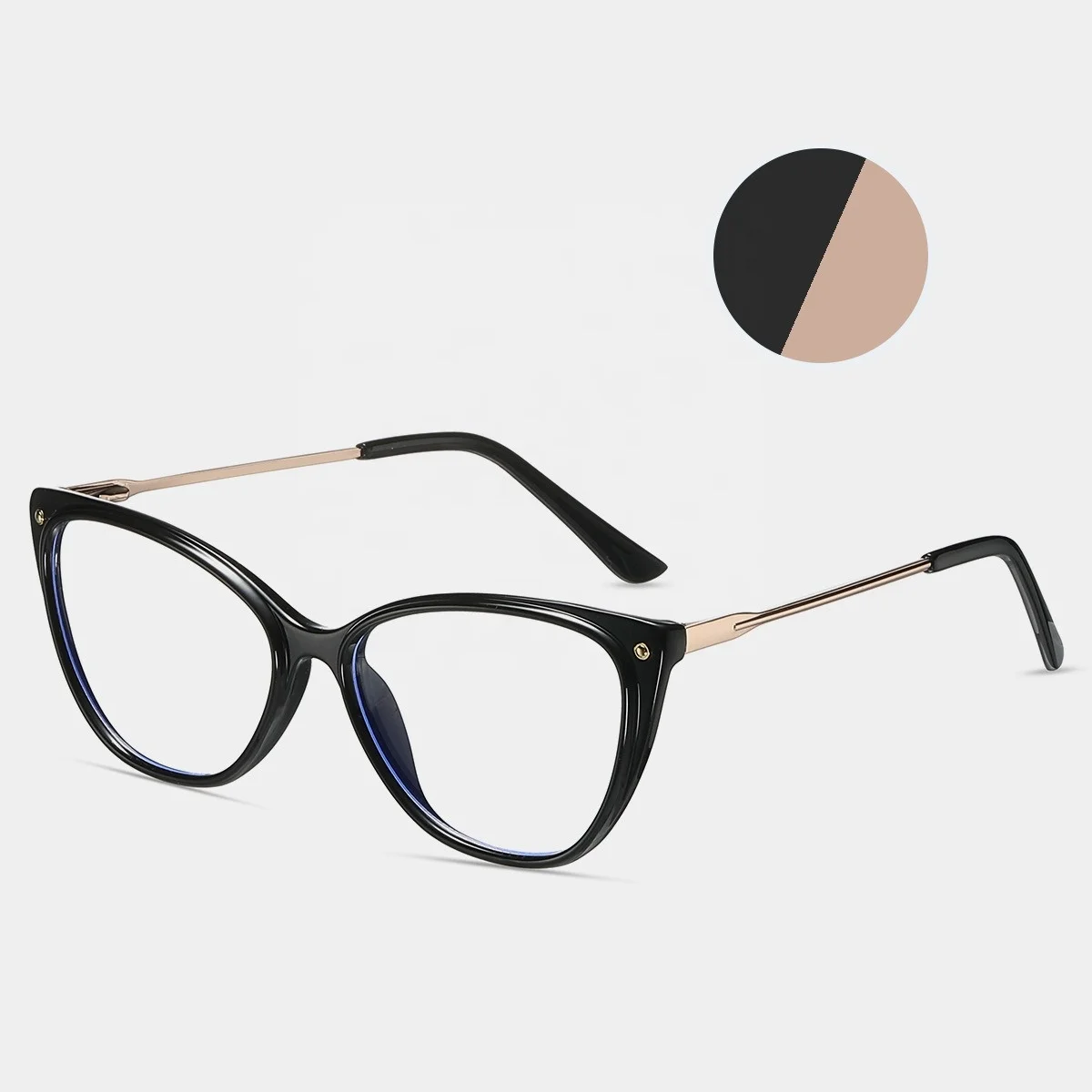 

87008 Newest Fashion Women Optical Eyeglasses Frame Blue Light Blocking Eyewear Cat Eye Metal Spectacle Frame For Myopia Lens