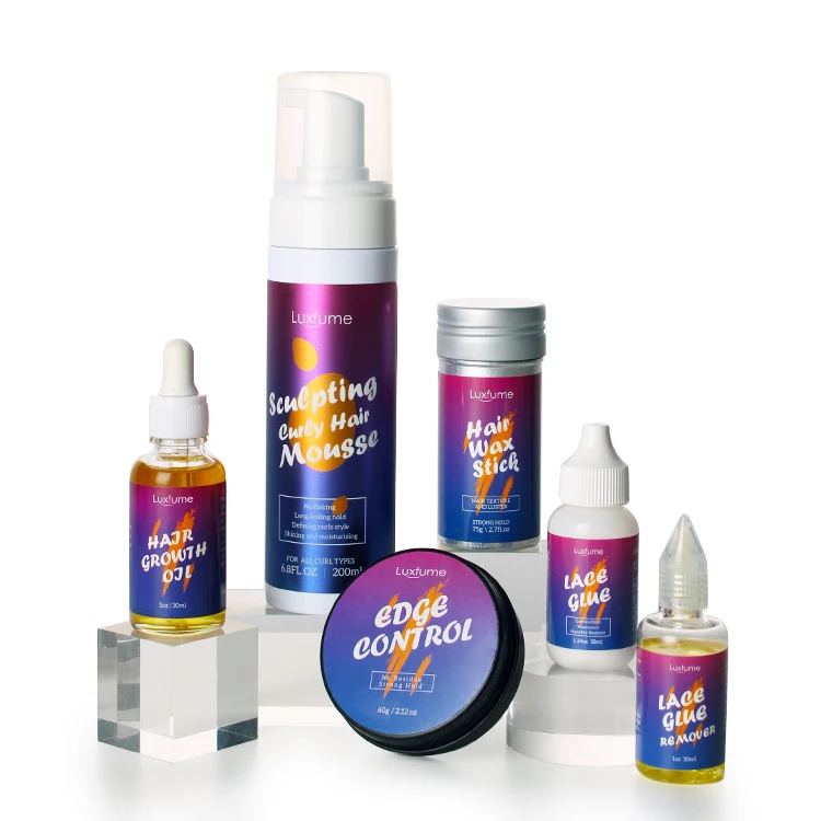

Private Label Hair Care Hair Growth Oil Lace Glue Remover Eedge Control Set Hair Styling Product Kit