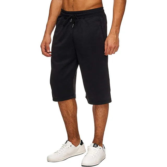

Mens Elastic Waist Drawstring Fitness Jogging Pants 3/4 Shorts Summer Casual Sweat Shorts With Pockets