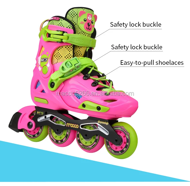 Macco Adjustable Kid Roller Skates For 36 Years Old Beginner Mc5 Pink