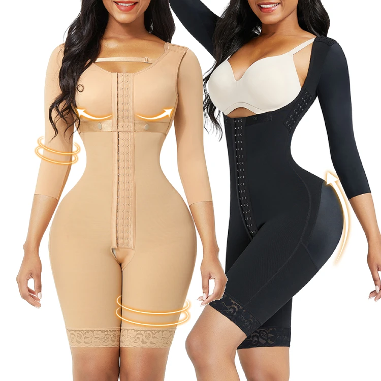 

2021 New Arrivals Seamless Women Full Body Shapewear With Long Sleeves Stage 1 Postpartum Sergery Women Shapers Fajas