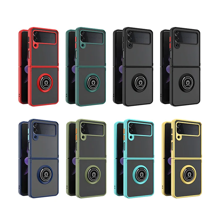 

foldable matte phone cases For samsung zflip3,luxury folding cell phone cover with kickstand z flip 3 case