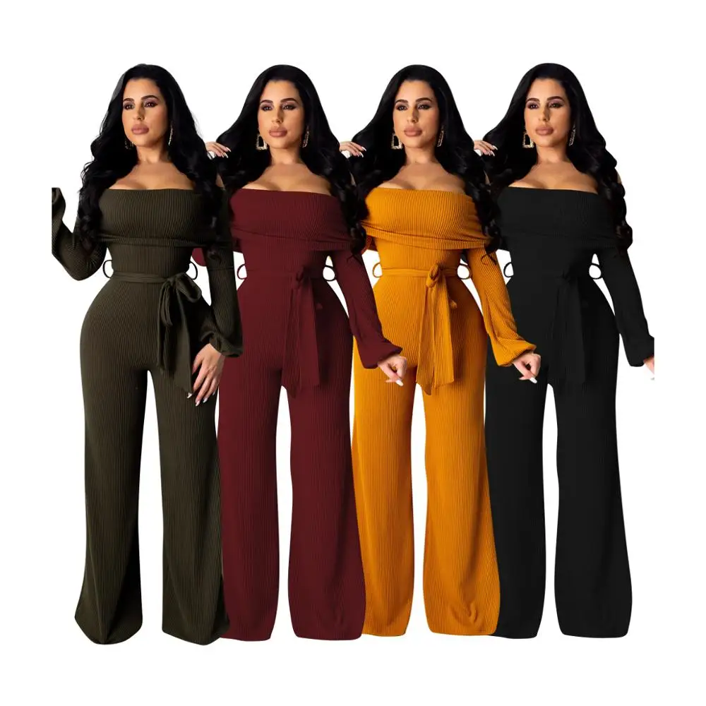 FM-6338 2019 Wholesale Harem jumpsuit Fashion Design Women Romper and Rib Jumpsuit