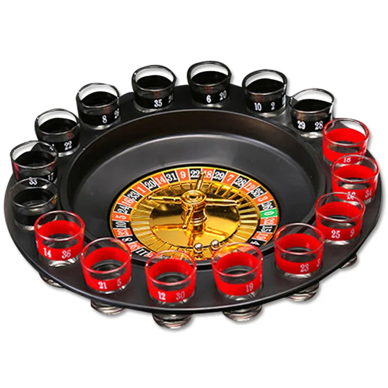 

2021 New Club party roulette game wine glass table fun turntable games 16 hole Russian roulette glass, Black