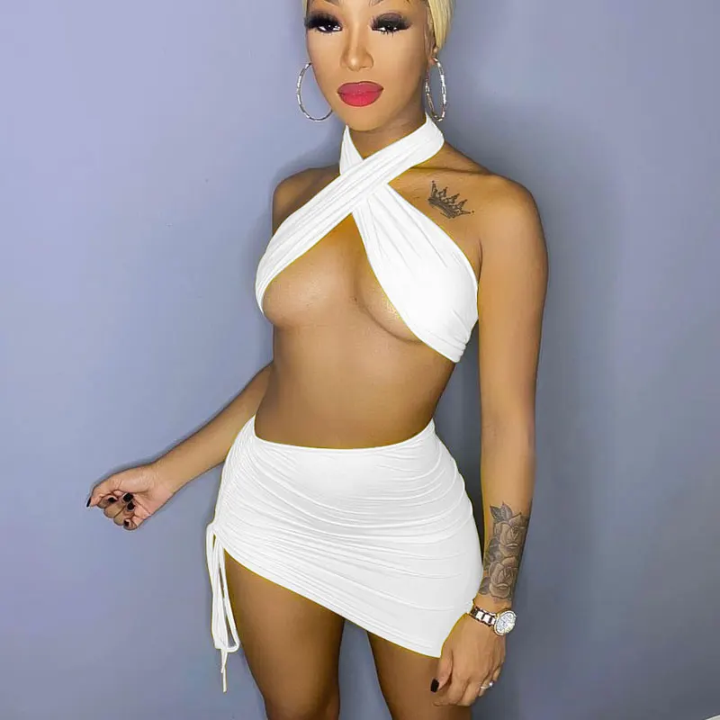 

FS3676A 2021 top trends summer clothing women two piece skirts outfits