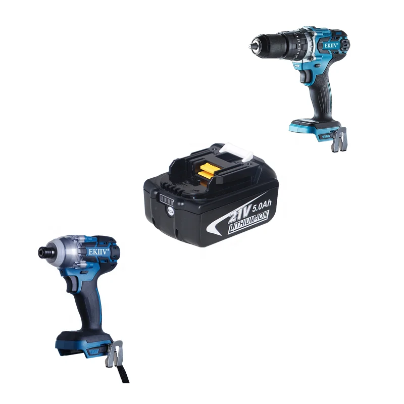 

EKIIV high quality brushless cordless power tools lxt 2 pcs 21v 18v 6.0ah 5.0ah 4.0ah 3.0ah cordless combo kit, Blue