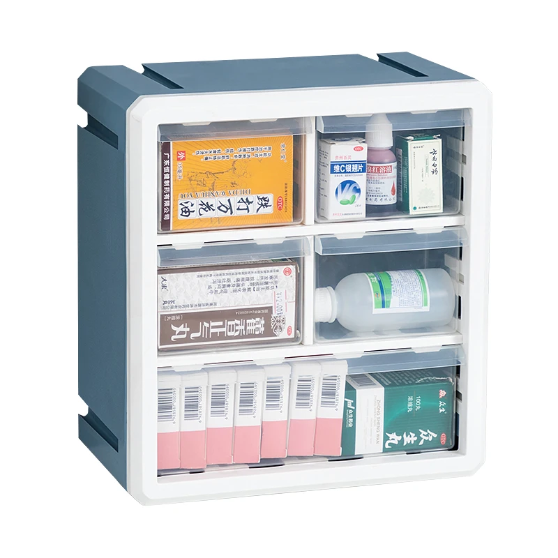 

Wall Hanging Drug Organizer Home First Aid Kit Multi-layer Medical Storage Box High Capacity Family medicine chest, Blue, white