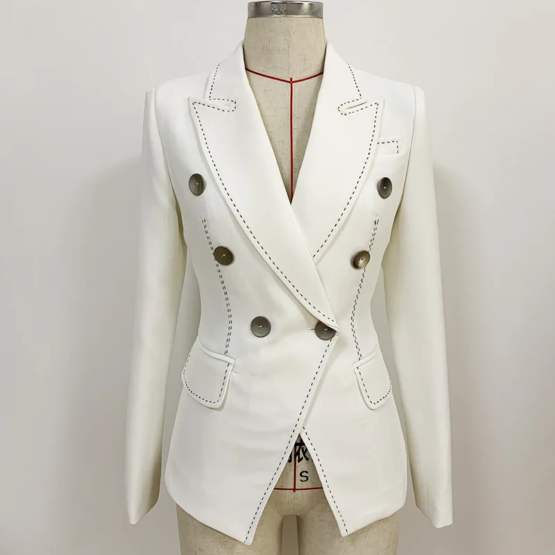 

2020 new arrivals autumn collection office lady button embellished double breasted women jacket blazer