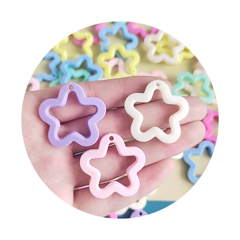 Fashion Pastel Colors Acrylic FlowersPendant Charms Accessories DIY Jewelry Making Star Beads